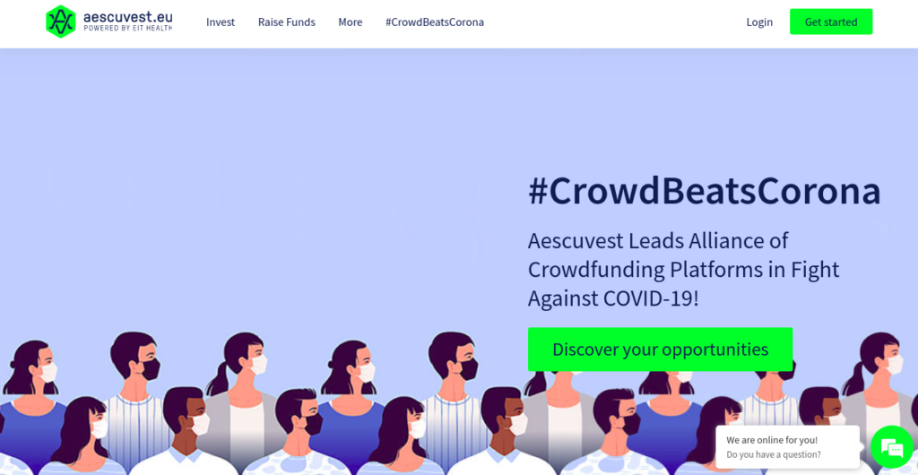 Site da plataforma de crowdfunding Aescuvest.

