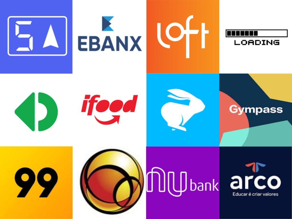 Logos das startups brasileiras que são unicornios.